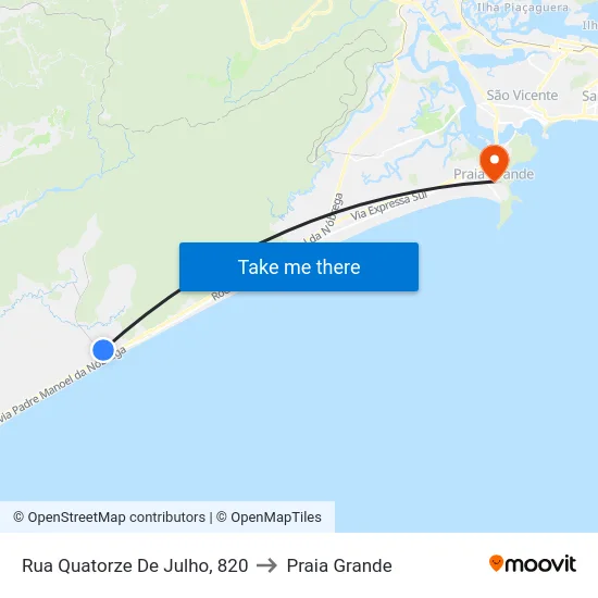 Rua Quatorze De Julho, 820 to Praia Grande map