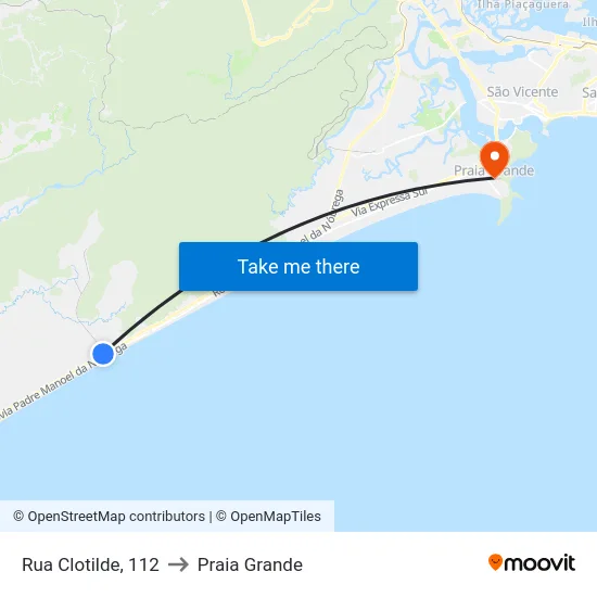 Rua Clotilde, 112 to Praia Grande map