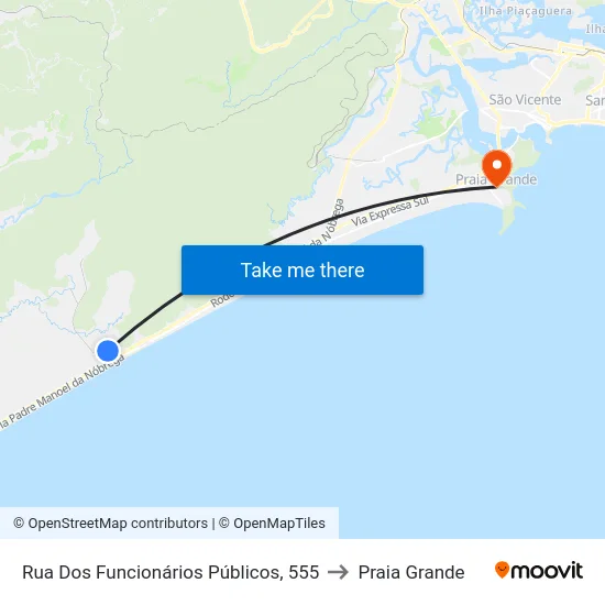 Rua Dos Funcionários Públicos, 555 to Praia Grande map