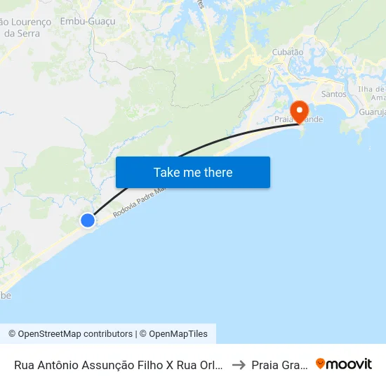 Rua Antônio Assunção Filho X Rua Orlando Diz to Praia Grande map