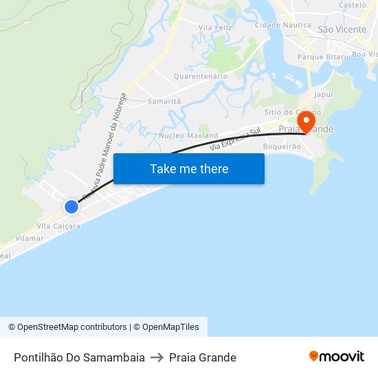 Pontilhão Do Samambaia to Praia Grande map