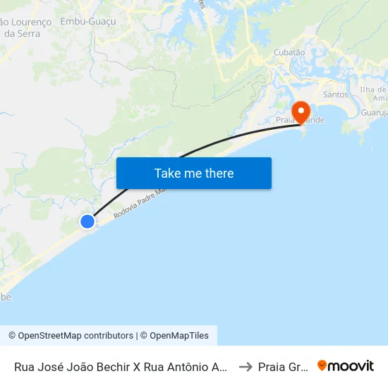 Rua José João Bechir X Rua Antônio Assunção Filho to Praia Grande map