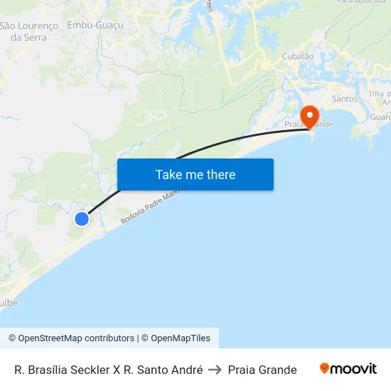 R. Brasília Seckler X R. Santo André to Praia Grande map