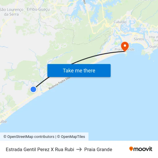 Estrada Gentil Perez X Rua Rubi to Praia Grande map