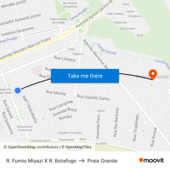 R. Fumio Miyazi X R. Botafogo to Praia Grande map