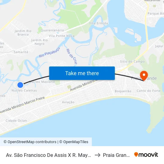 Av. São Francisco De Assis X R. Maysa to Praia Grande map