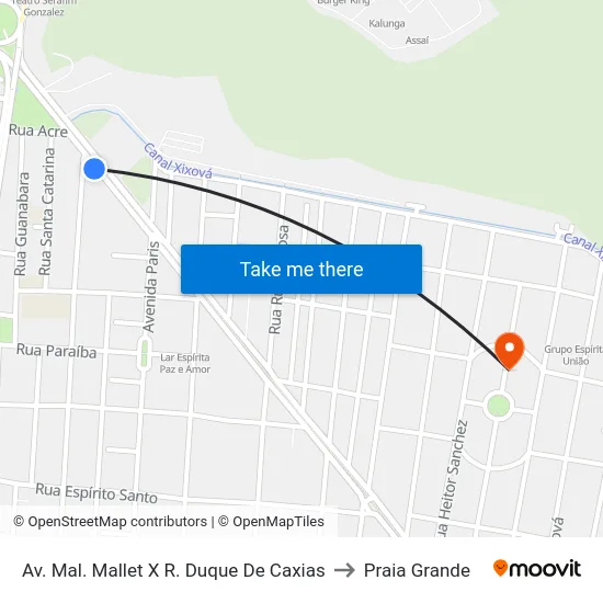 Av. Mal. Mallet X R. Duque De Caxias to Praia Grande map