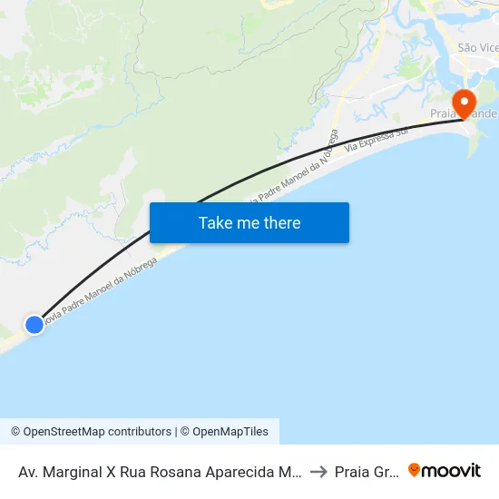 Av. Marginal X Rua Rosana Aparecida Marquês Carreira to Praia Grande map