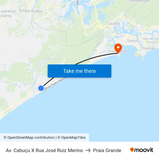 Av. Cabuçu X Rua José Ruiz Merino to Praia Grande map