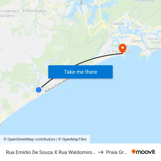 Rua Emídio De Souza X Rua Waldomiro Pedro Luz to Praia Grande map