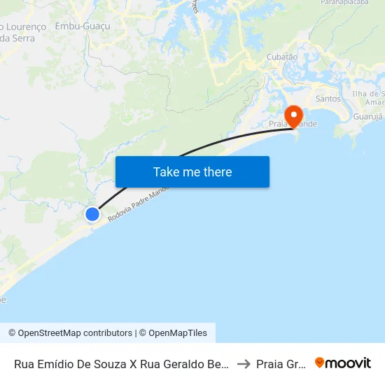 Rua Emídio De Souza X Rua Geraldo Bezerra Da Silva to Praia Grande map