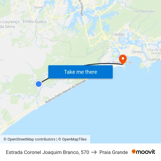 Estrada Coronel Joaquim Branco, 570 to Praia Grande map