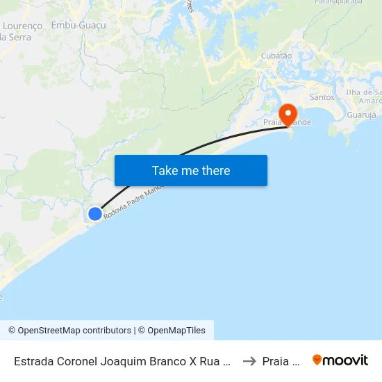 Estrada Coronel Joaquim Branco X Rua Vereador Antônio Ataulo to Praia Grande map