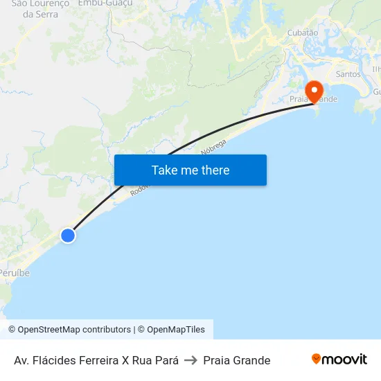Av. Flácides Ferreira X Rua Pará to Praia Grande map