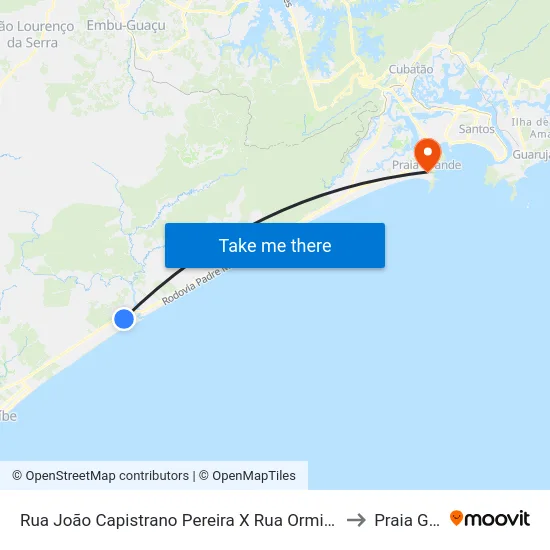 Rua João Capistrano Pereira X Rua Orminda Carneiro Dohnal to Praia Grande map