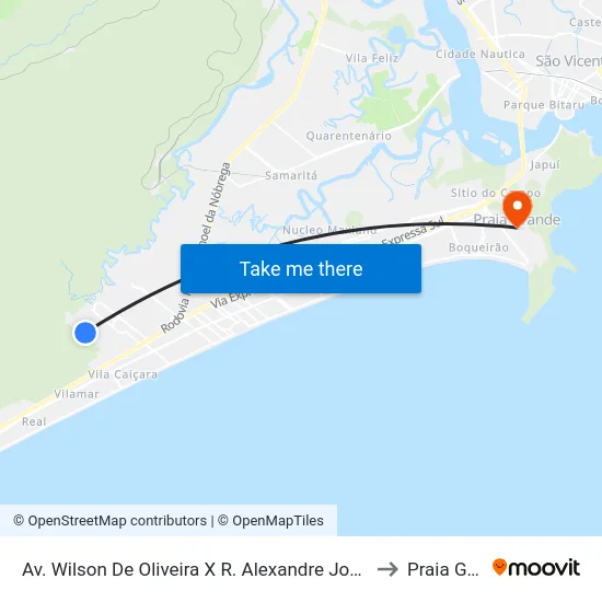 Av. Wilson De Oliveira X R. Alexandre José De Melo Morais to Praia Grande map