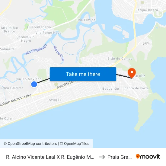 R. Alcino Vicente Leal X R. Eugênio Messiano to Praia Grande map