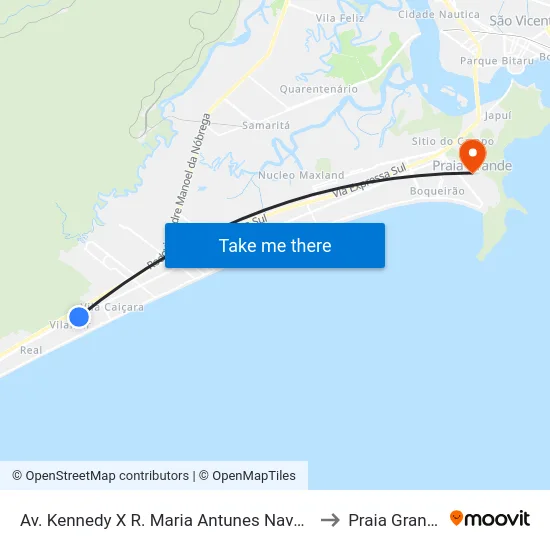 Av. Kennedy X R. Maria Antunes Navarro to Praia Grande map