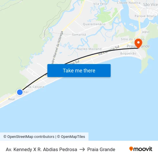 Av. Kennedy X R. Abdias Pedrosa to Praia Grande map