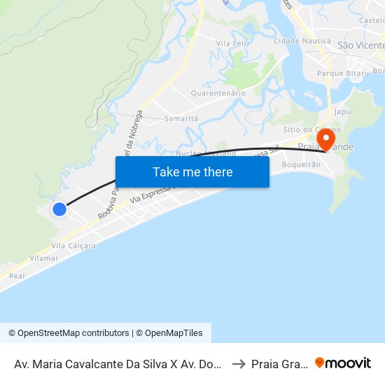 Av. Maria Cavalcante Da Silva X Av. Dos Jatobás to Praia Grande map