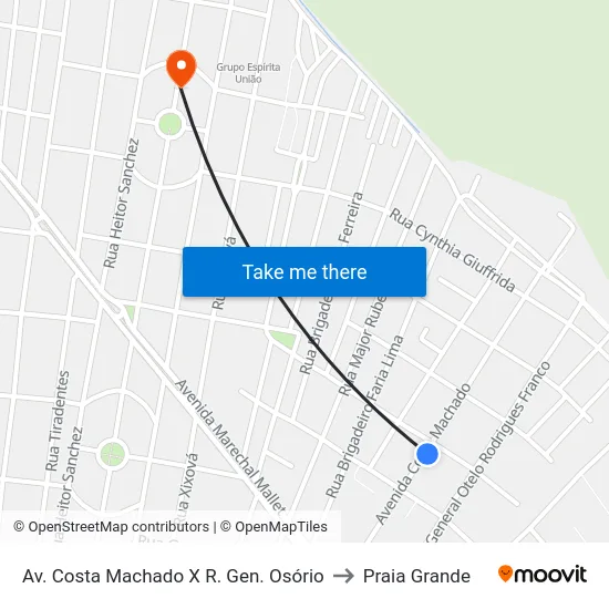 Av. Costa Machado X R. Gen. Osório to Praia Grande map