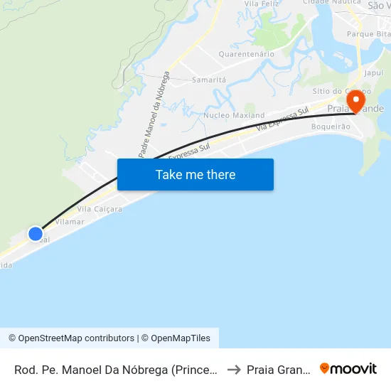 Rod. Pe. Manoel Da Nóbrega (Princesa) to Praia Grande map