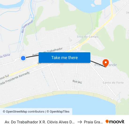 Av. Do Trabalhador X R. Clóvis Alves De Moura to Praia Grande map