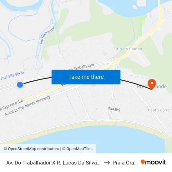 Av. Do Trabalhador X R. Lucas Da Silva Marques to Praia Grande map