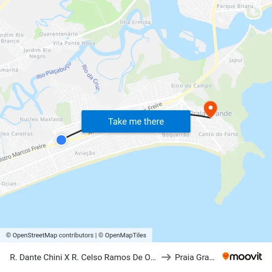 R. Dante Chini X R. Celso Ramos De Oliveira to Praia Grande map