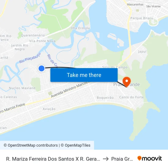 R. Mariza Ferreira Dos Santos X R. Geraldo De Lima to Praia Grande map