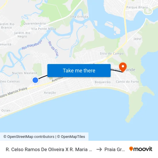R. Celso Ramos De Oliveira X R. Maria Rosa Correa to Praia Grande map