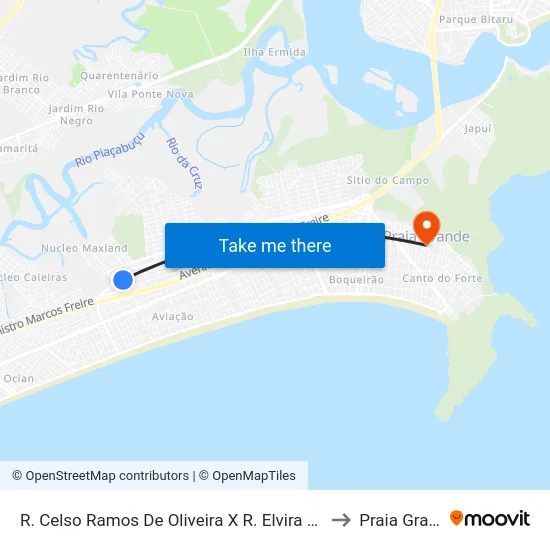 R. Celso Ramos De Oliveira X R. Elvira Cruz Leal to Praia Grande map