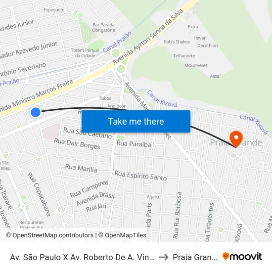 Av. São Paulo X Av. Roberto De A. Vinhas to Praia Grande map