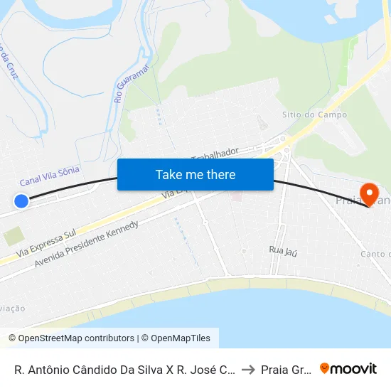 R. Antônio Cândido Da Silva X R. José Costa Monteiro to Praia Grande map