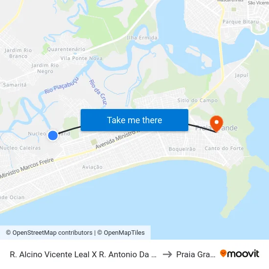 R. Alcino Vicente Leal X R. Antonio Da Silva Pião to Praia Grande map