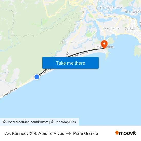 Av. Kennedy X R. Ataulfo Alves to Praia Grande map
