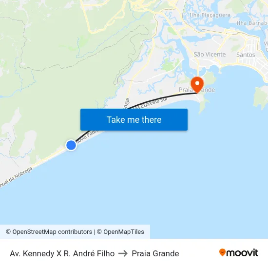 Av. Kennedy X R. André Filho to Praia Grande map