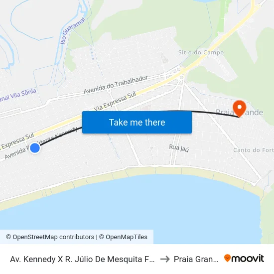 Av. Kennedy X R. Júlio De Mesquita Filho to Praia Grande map