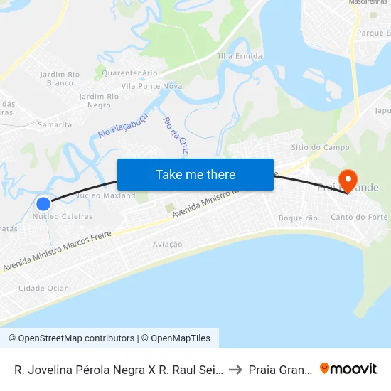 R. Jovelina Pérola Negra X R. Raul Seixas to Praia Grande map