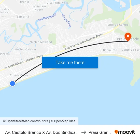 Av. Castelo Branco X Av. Dos Sindicatos to Praia Grande map