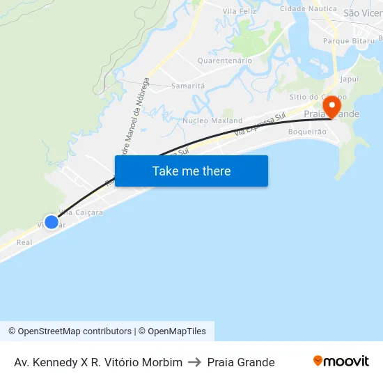 Av. Kennedy X R. Vitório Morbim to Praia Grande map