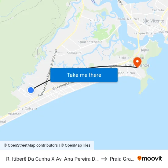 R. Itiberê Da Cunha X Av. Ana Pereira Da França to Praia Grande map