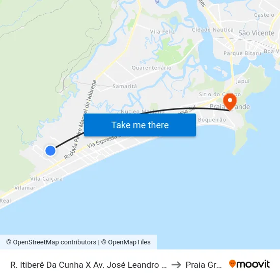 R. Itiberê Da Cunha X Av. José Leandro De Carvalho to Praia Grande map
