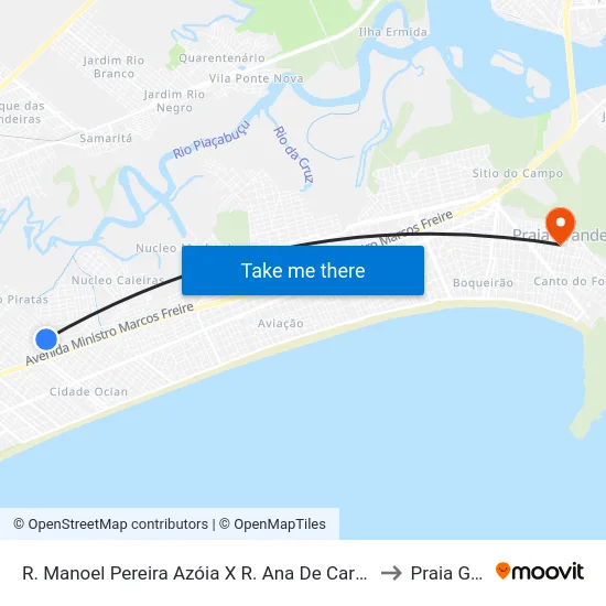 R. Manoel Pereira Azóia X R. Ana De Carvalho Cruz Mourão to Praia Grande map