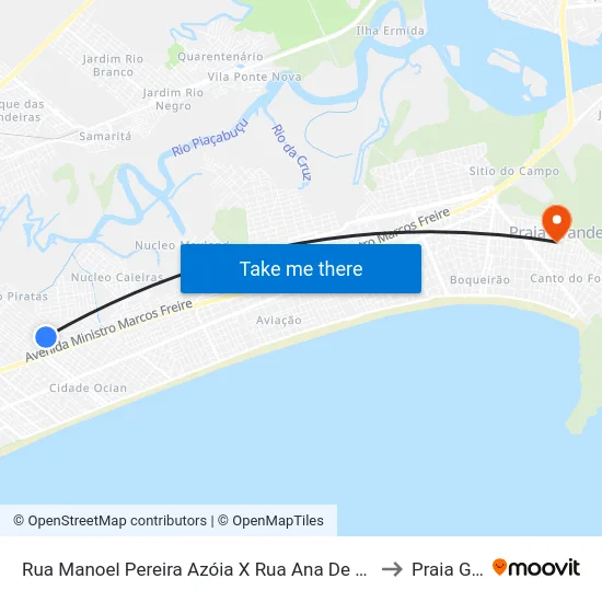 Rua Manoel Pereira Azóia X Rua Ana De Carvalho Cruz Mourão to Praia Grande map