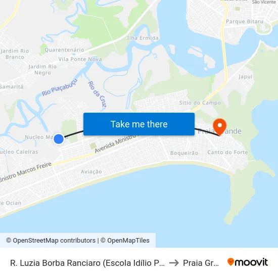 R. Luzia Borba Ranciaro (Escola Idílio Perticarate) to Praia Grande map