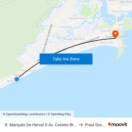 R. Marquês De Herval X Av. Castelo Branco) to Praia Grande map