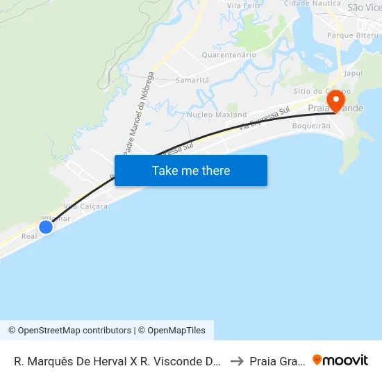 R. Marquês De Herval X R. Visconde De Embaré to Praia Grande map