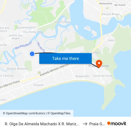 R. Olga De Almeida Machado X R. Mariza Ferreira Dos Santos to Praia Grande map