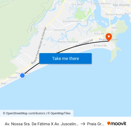 Av. Nossa Sra. De Fátima X Av. Juscelino Kubitschek to Praia Grande map